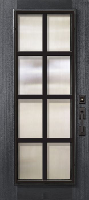 80" Full Lite Minimal Steel Grille Portobello Mahogany Door