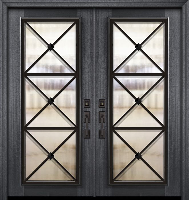 80" Double Full Lite Republic Portobello Mahogany Door