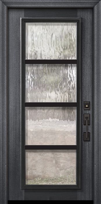 80" Full Lite Urban Steel Grille Portobello Mahogany Door