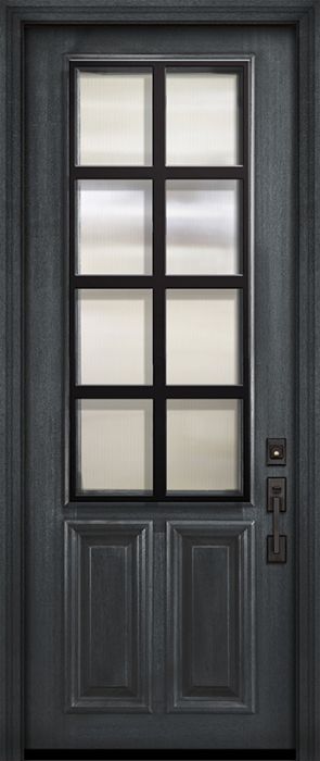 36" x 96" 2/3 Lite Minimal Steel Grille Portobello Mahogany Door