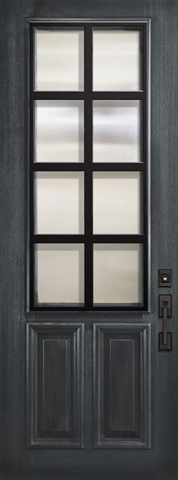 36" x 96" 2/3 Lite Minimal Steel Grille Portobello Mahogany Door