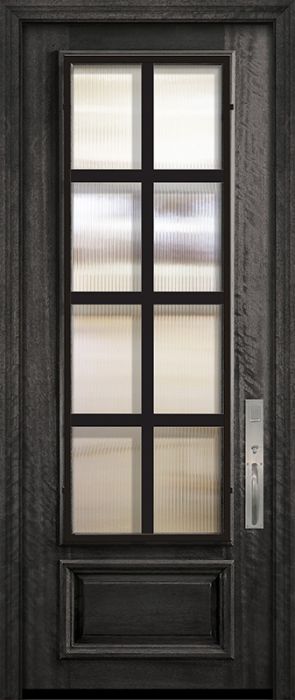 96" 3/4 Lite Minimal Steel Grille Portobello Mahogany Door
