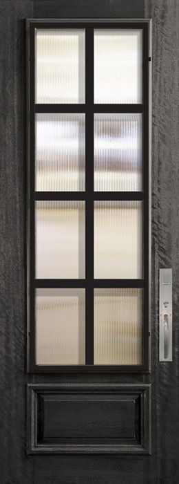 96" 3/4 Lite Minimal Steel Grille Portobello Mahogany Door