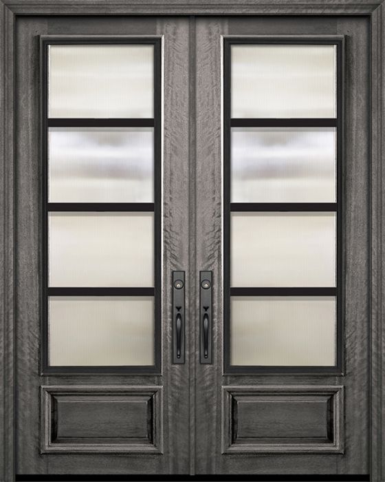 96" Double 3/4 Lite Urban Steel Grille Portobello Mahogany Door