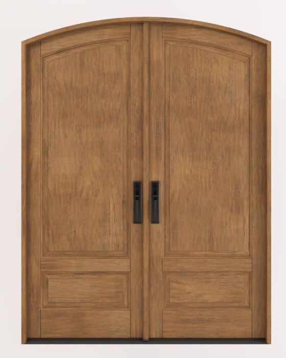 Mahogany Arch Top 3/4 Arch 2 Panel Solid Double Door|P7501-ARTP-OG