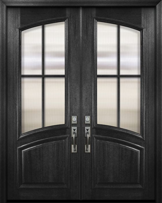 36" x 96" Double Arch Lite & Rail 4 Lite SDL Portobello Mahogany Door