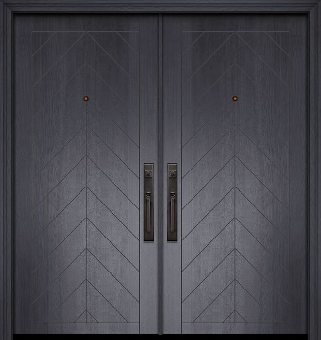 80" Double Chevron Mahogany Contemporary Door