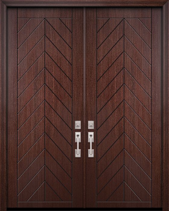42" x 96" Double Chevron Mahogany Contemporary Door