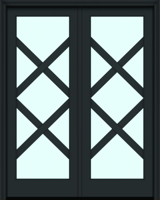 Impact 96" Full Lite 7 Lite 3.5" Designer SDL Phoenix Nova 90 Modern Smooth Fiberglass Double Door