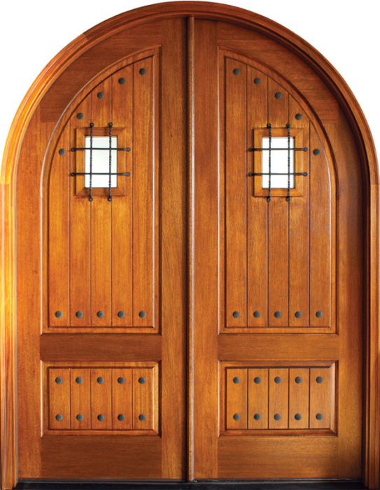 96" Mahogany Pinehurst Solid Panel Double Door/Round Top w Speakeasy