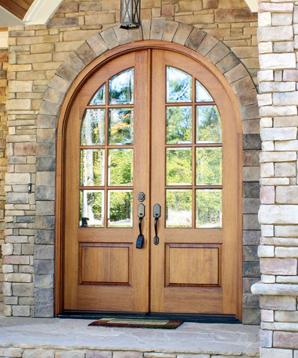 96" Mahogany Pinehurst TDL 8 Lite Double Door/Round Top