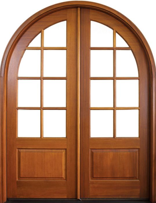 96" Mahogany Pinehurst TDL 8 Lite Double Door/Round Top
