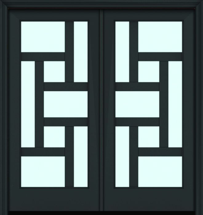 80" Full Lite 8 Lite 3.5" Designer SDL Pinellas Nova 90 Modern Smooth Fiberglass Double Door