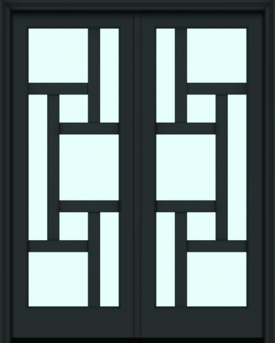 96" Full Lite 8 Lite 3.5" Designer SDL Pinellas Nova 90 Modern Smooth Fiberglass Double Door