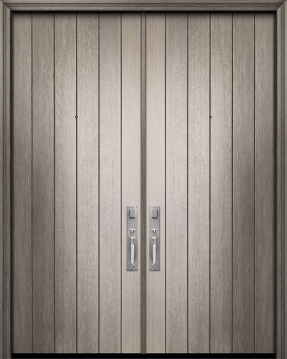 42" x 96" Double Square Top Plank Portobello Mahogany Door
