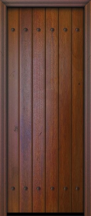 42" x 96" Square Top Plank Portobello Mahogany Door with Clavos