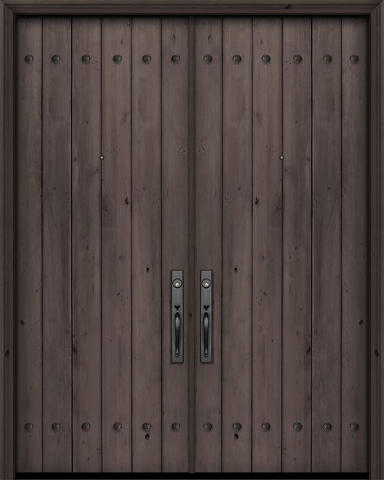 36" x 96" Double Square Top Plank Estancia Alder Door with Clavos