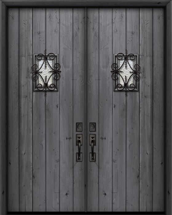 36" x 96" Double Square Top Plank Estancia Alder Door with Speakeasy