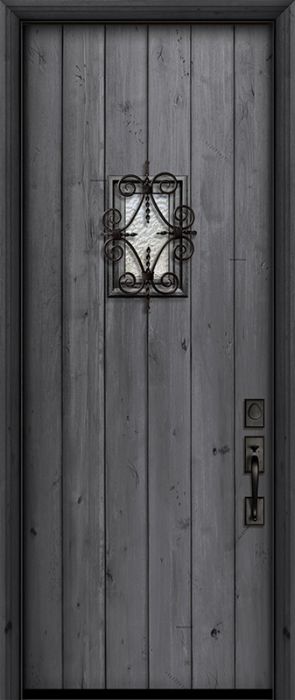 36" x 96" Square Top Plank Estancia Alder Door with Speakeasy