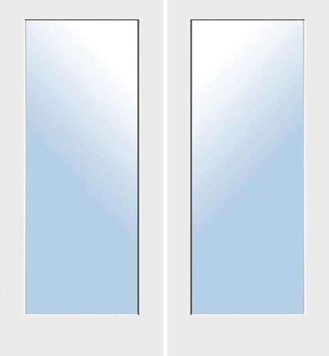 80" Primed Full Lite Interior Double Door, Clear, 1-3/8 Thick, PRI8401CL