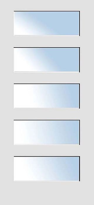 80" Primed 5 Lite Interior Door, Clear, 1-3/8 Thick, PRI8405CL