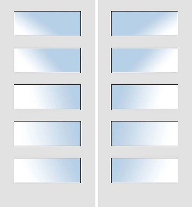 80" Primed 5 Lite Interior Double Door, Clear, 1-3/8 Thick, PRI8405CL