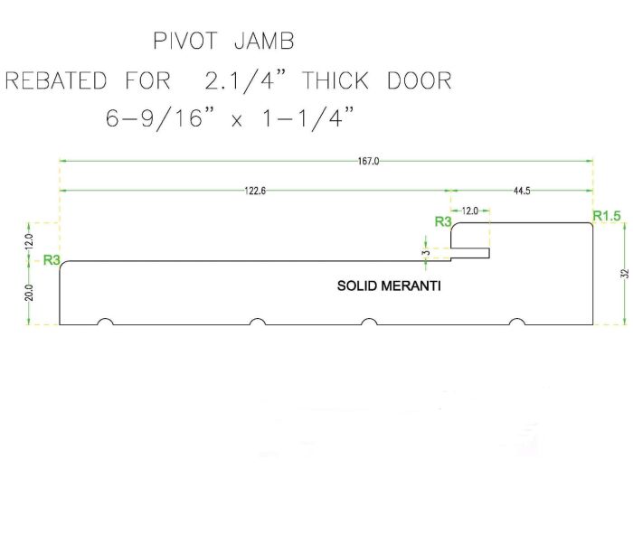 Mahogany (Meranti) Jamb 6.56x1.25x122 for 2-1/4 Doors
