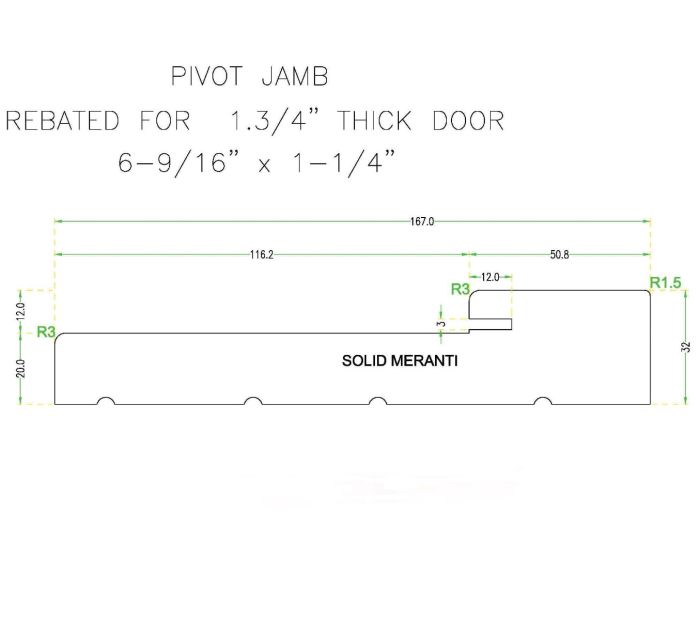 Mahogany (Meranti) Jamb 6.56x1.25x122 for 1-3/4 Doors
