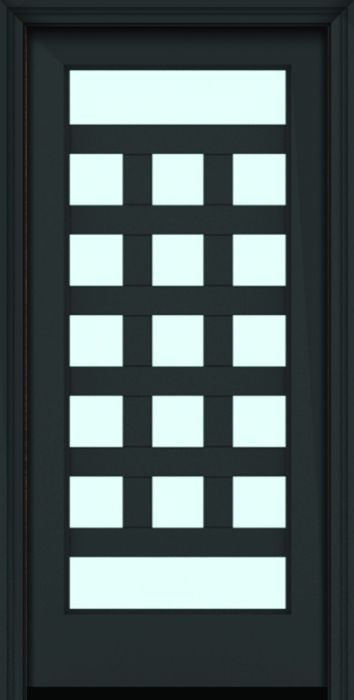 80" Full Lite 3.5" Designer SDL Rambla Nova 90 Modern Smooth Fiberglass Single Door