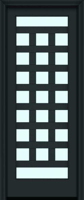 Impact 96" Full Lite 3.5" Designer SDL Rambla Nova 90 Modern Smooth Fiberglass Single Door