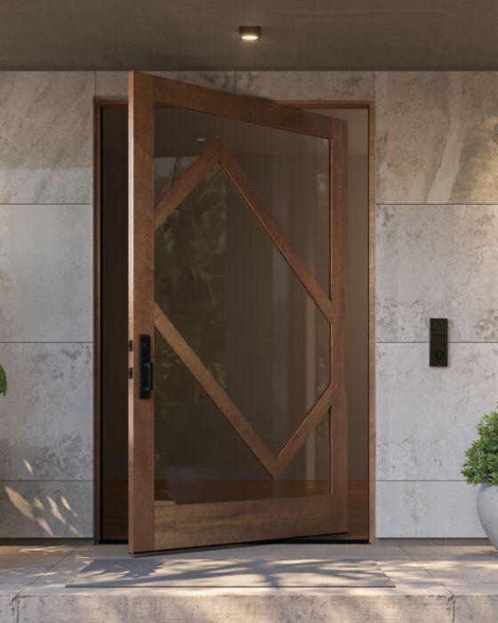 RAS-9 | Mahogany RAS-9 Stylish Multi Lite SDL Designer Shaker Pivot Door