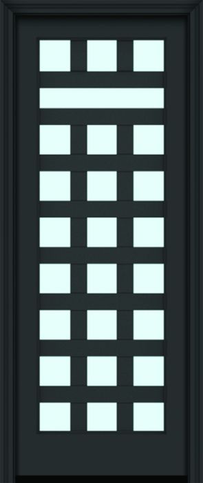 96" Full Lite 3.5" Designer SDL Raval Nova 90 Modern Smooth Fiberglass Single Door
