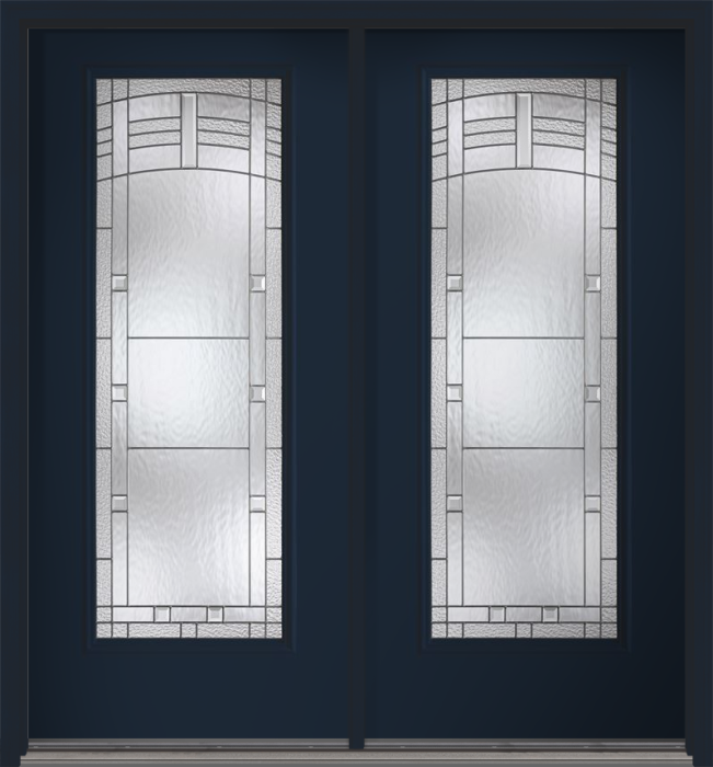 80" Maple Park Full Lite Smooth Fiberglass Double Door