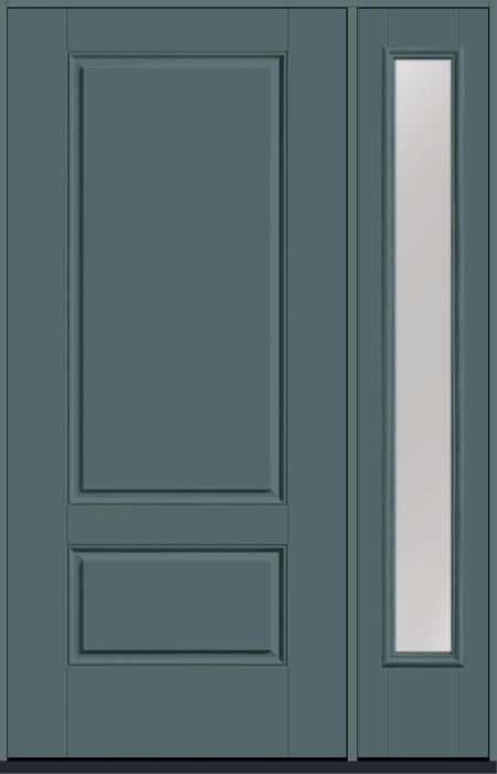 80" 2 Panel 3/4 Top Smooth Fiberglass Single Door, Full Sidelite