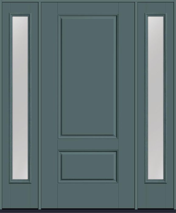 80" 2 Panel Square Top Smooth Fiberglass Single Door, Full Sidelites