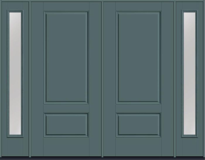 80" 2 Panel 3/4 Top Smooth Fiberglass Double Door, Full Sidelites