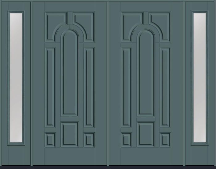 80" 8 Panel Smooth Fiberglass Double Door, Full Sidelites