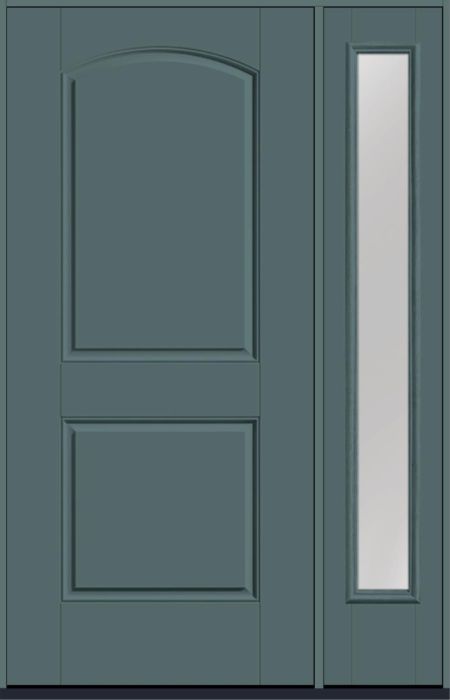 80" 2 Panel Soft Arch Smooth Fiberglass Single Door, Full Sidelite