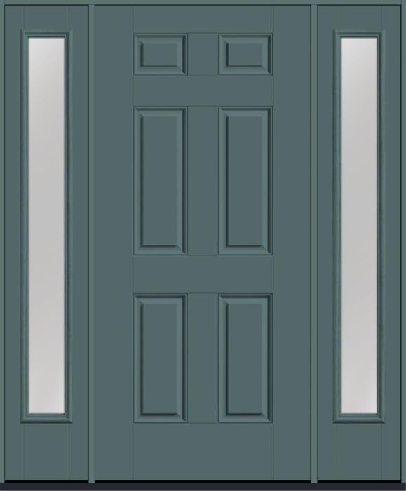 80" 6 Panel Smooth Fiberglass Single Door, Full Sidelites