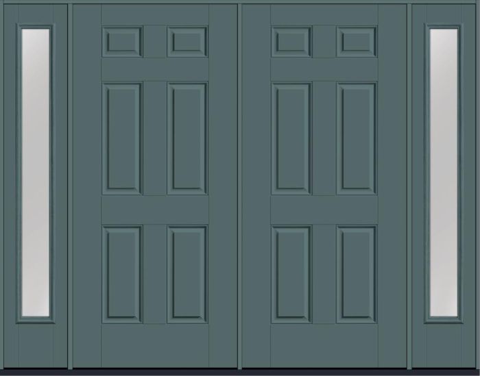 80" 6 Panel Smooth Fiberglass Double Door, Full Sidelites