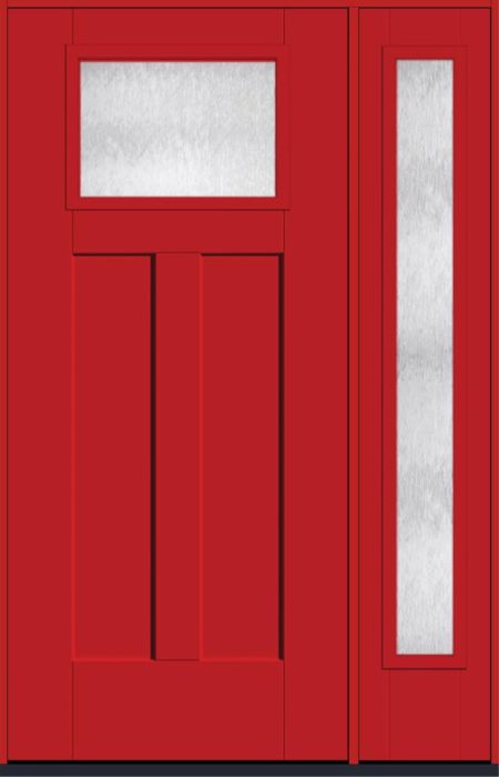 80" Chord Craftsman Top View 2 Panel Shaker Smooth Fiberglass Single Door, Full Sidelite