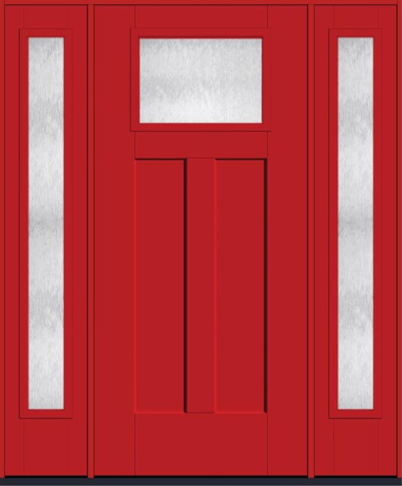 80" Chord Craftsman Top View 2 Panel Shaker Smooth Fiberglass Single Door, Full Sidelites