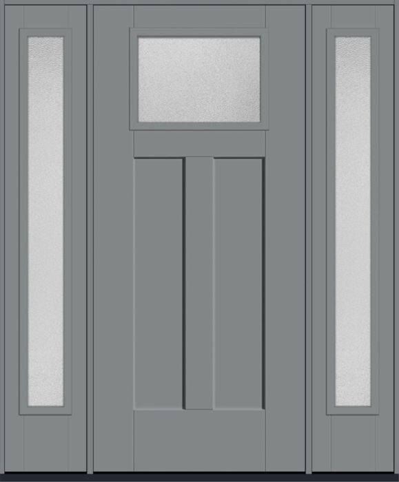 80" Granite Craftsman Top View 2 Panel Shaker Smooth Fiberglass Single Door, Full Sidelites