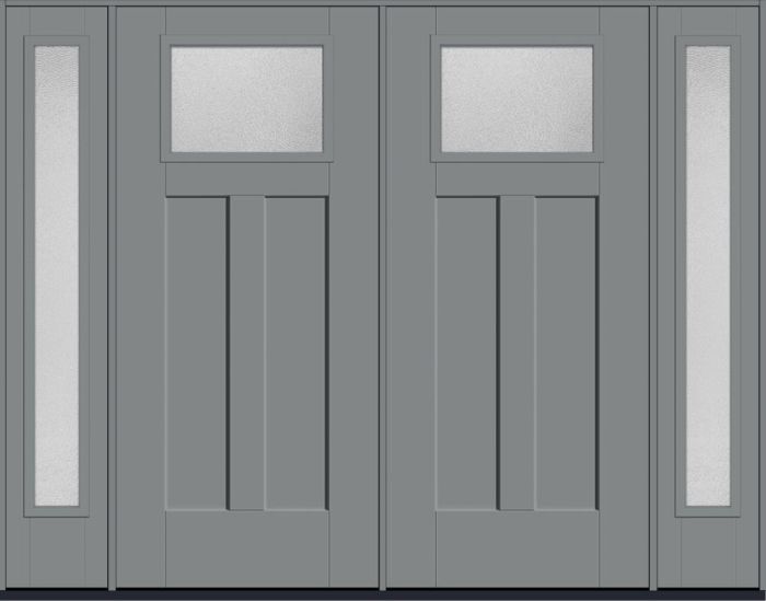 80" Granite Craftsman Top View 2 Panel Shaker Smooth Fiberglass Double Door, Full Sidelites