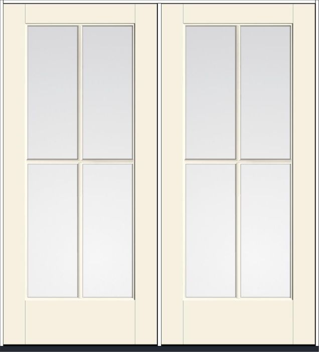 80" Clear Colonial 4 Lite SDL Smooth Full Lite Flush-Glazed Fiberglass Double Door