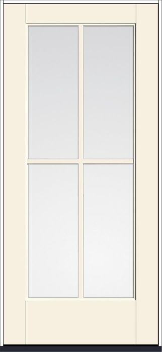 80" Clear Colonial 4 Lite SDL Flat 1-1/8" Smooth Full Lite Flush-Glazed Fiberglass Single Door