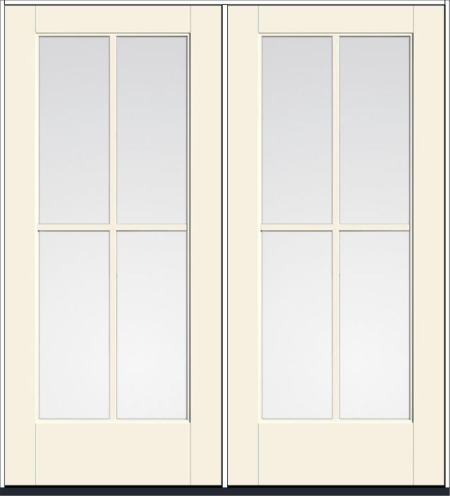 80" Low-E Colonial 4 Lite SDL Flat 1-1/8" Smooth Full Lite Flush-Glazed Fiberglass Double Door