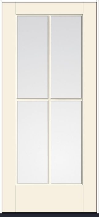 80" Low-E Colonial 4 Lite SDL Smooth Full Lite Flush-Glazed Fiberglass Single Door