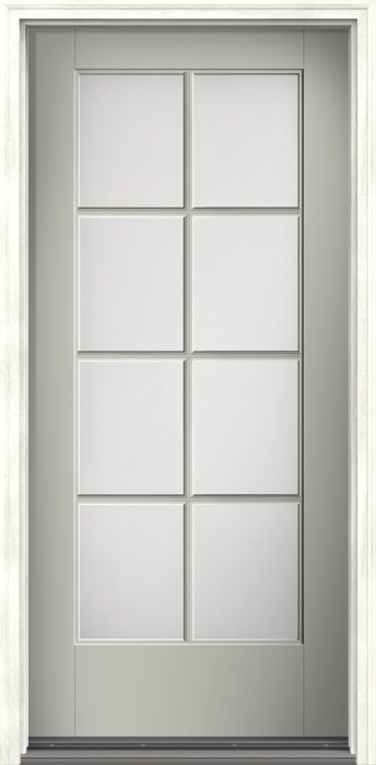 80" Clear Colonial 8 Lite SDL Smooth Full Lite Flush-Glazed Fiberglass Single Door