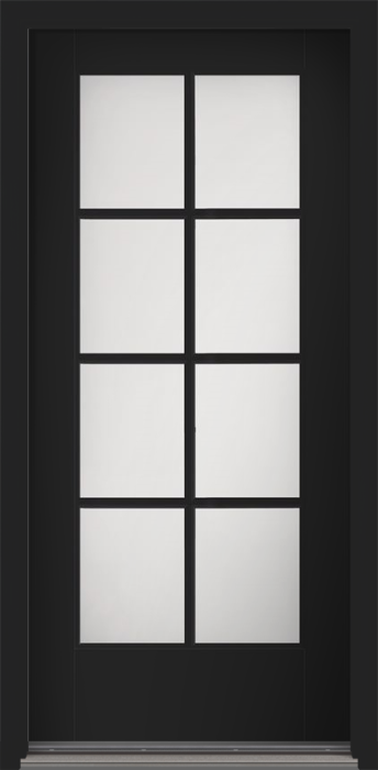 80" Low-E Colonial 8 Lite SDL Smooth Full Lite Flush-Glazed Fiberglass Single Door